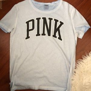 PINK blue top with pink brand logo